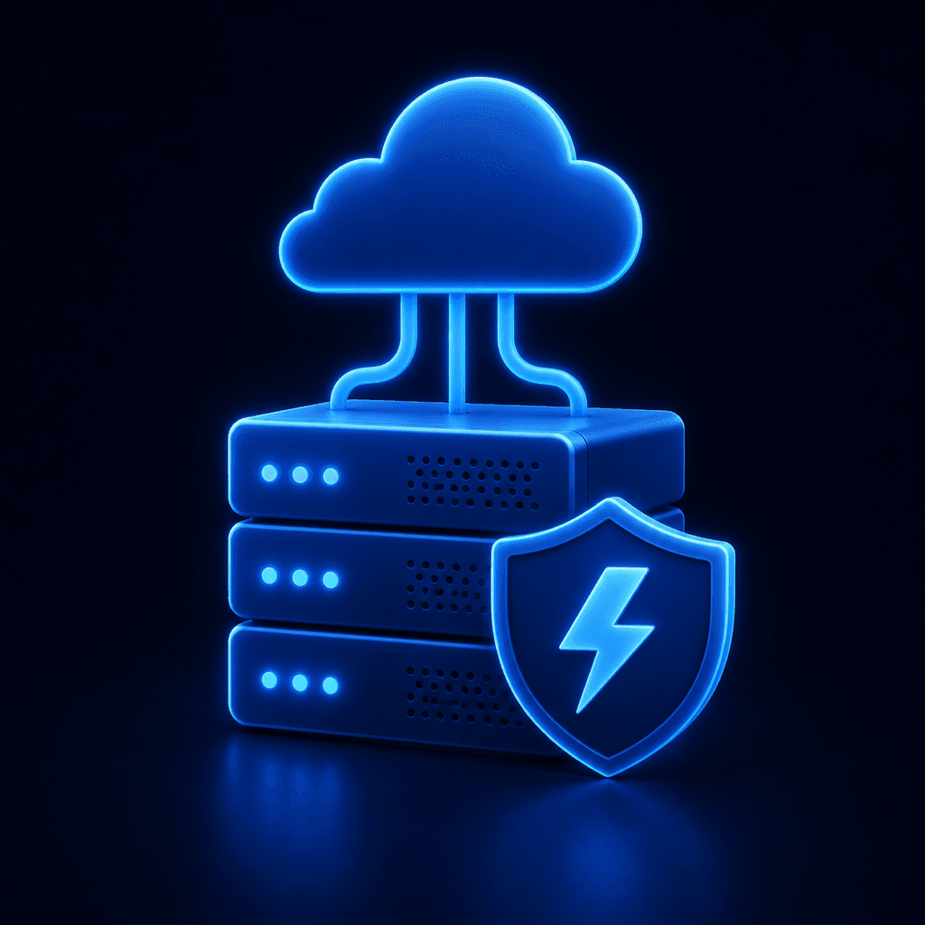 Web hosting for small business India — server and cloud icon